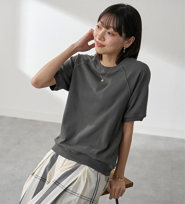 BELLUNA（ベルーナ）の「≪ＨｕｇＲｅａｍコットン≫裏毛半袖プルオーバー（カットソー）」｜詳細画像