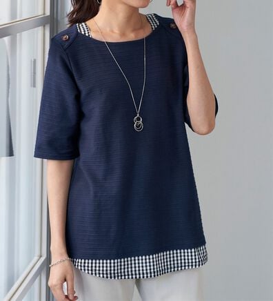 BELLUNA（ベルーナ）の「【悩み時間ゼロ！】ひんやり冷感！タックジャカード素材プルオーバー（カットソー）」