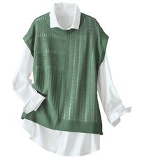 BELLUNA（ベルーナ）の「パッチワーク柄透かし編ニットベスト（ベスト）」