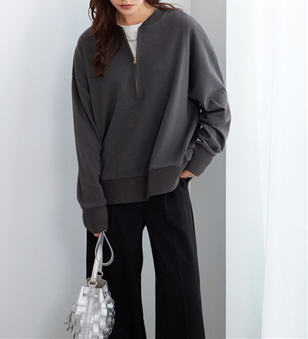 Viola e Viola（ヴィオラ エ ヴィオラ）の「抜け感！ハーフジップ大人スウェット（トレーナー・スウェット）」｜詳細画像