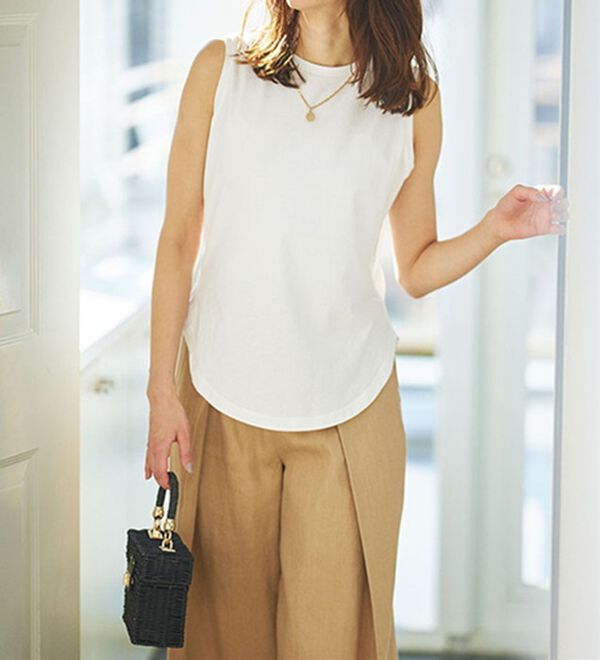 RANAN（ラナン）の「ひんやり！＜BC＞綿100％タンクトップ【選べる着丈】（カットソー）」｜詳細画像