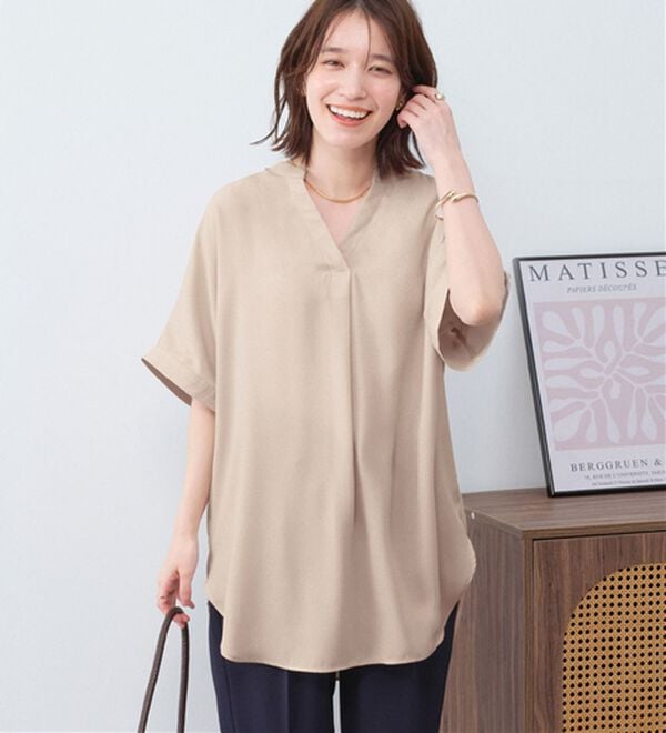 Viola e Viola（ヴィオラ エ ヴィオラ）の「【接触冷感】ひんやり！さらさらＥＡＳＹタックスキッパーチュニック（チュニック）」｜詳細画像