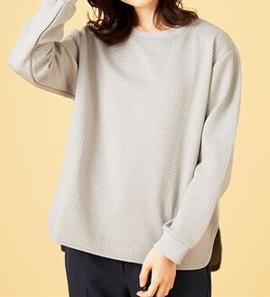 BELLUNA（ベルーナ）の「ふくれジャカードキルトプルオーバー（カットソー）」｜グレー
