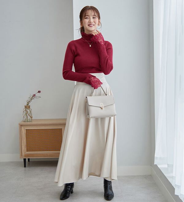 GeeRA（ジーラ）の「大人可愛い！レースが上品なハイネックニット（ニット・セーター）」｜詳細画像