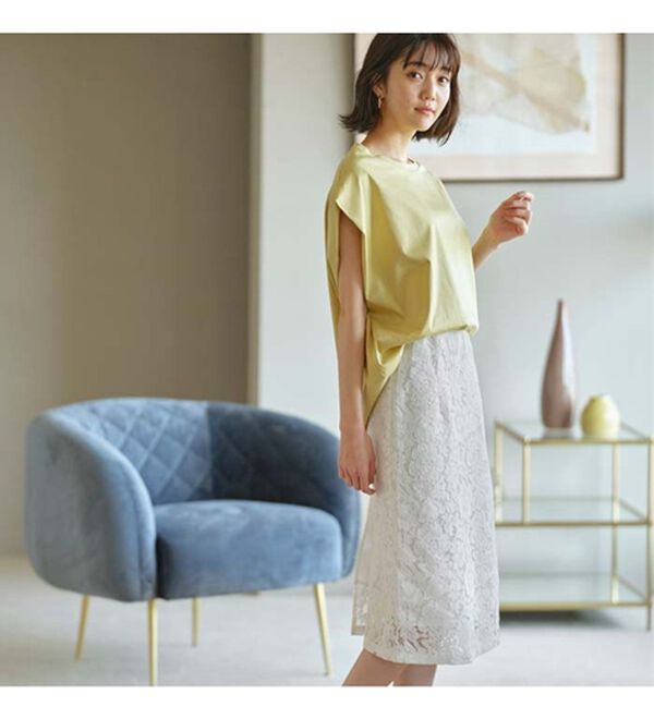 YU'NOW（ユナウ）の「ひんやり冷感！汗取りパッド付クールシリーズ　ハーフフレンチスリップ８０丈（スリップ・ペチコート）」｜詳細画像