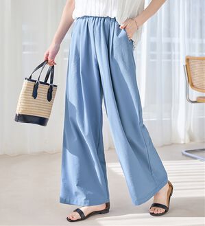 Viola e Viola（ヴィオラ エ ヴィオラ）の「風が通り抜ける！サッカーワイドパンツ（ワイドパンツ・ガウチョ）」｜ブルー