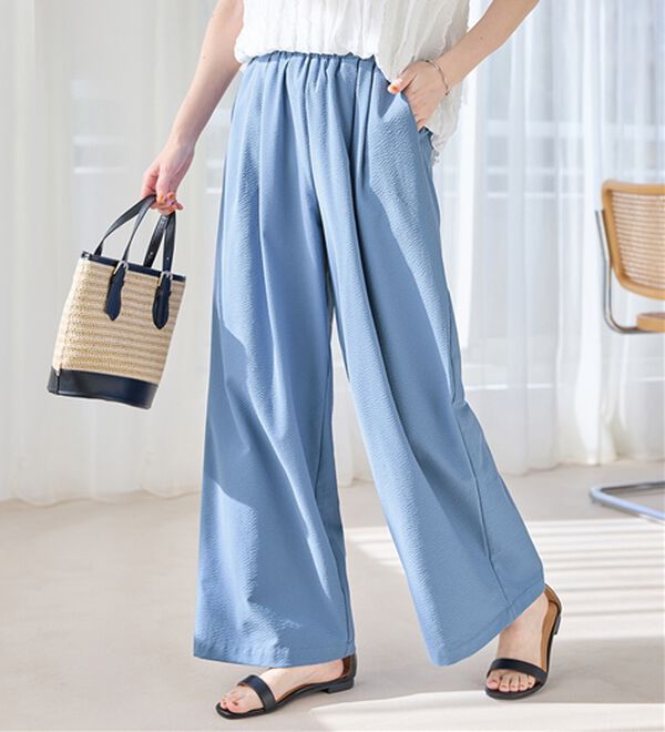 Viola e Viola（ヴィオラ エ ヴィオラ）の「風が通り抜ける！サッカーワイドパンツ（ワイドパンツ・ガウチョ）」｜ブルー