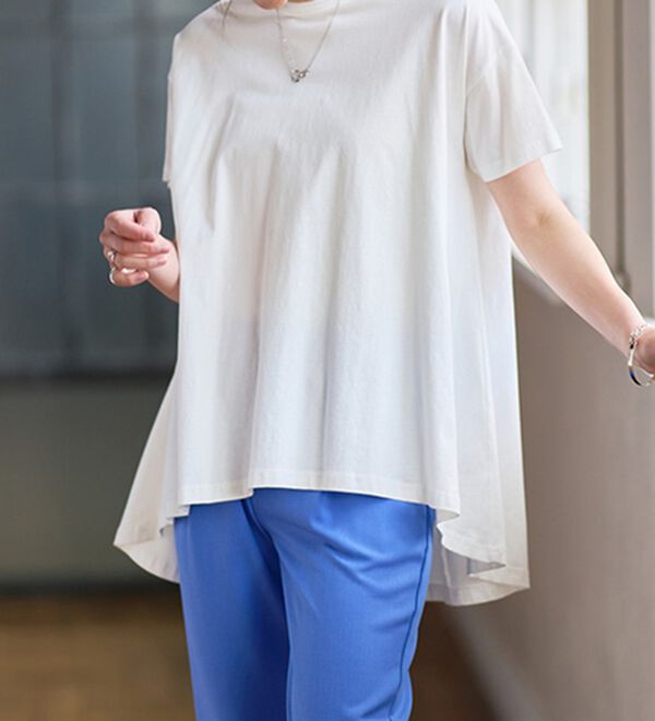 RANAN（ラナン）の「＜ＢＣ＞綿１００％ひんやりフレアーシルエットチュニック（カットソー）」｜詳細画像