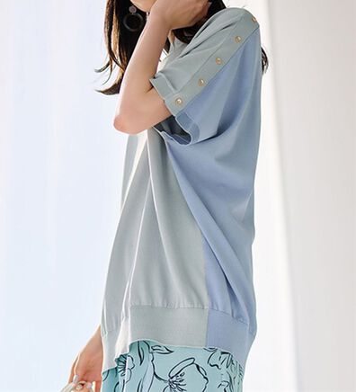 RANAN（ラナン）の「ひんやり！バイカラードルマンニットチュニック（ニット・セーター）」