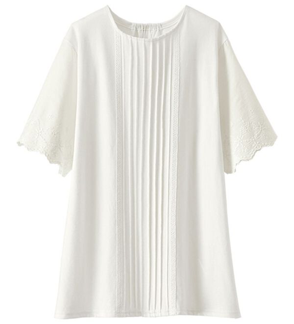 BELLUNA（ベルーナ）の「レースピンタック使いデザインプルオーバー（カットソー）」｜オフ白