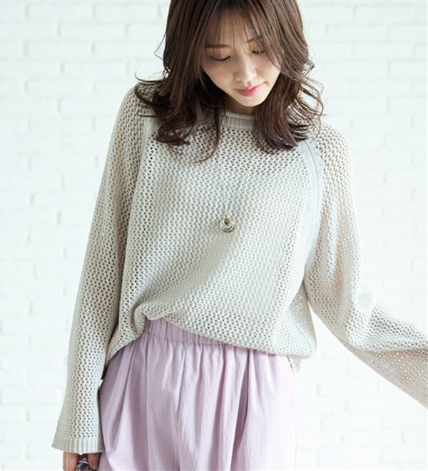 BELLUNA（ベルーナ）の「スパンコール付透かし編みニットプルオーバー（ニット・セーター）」｜詳細画像