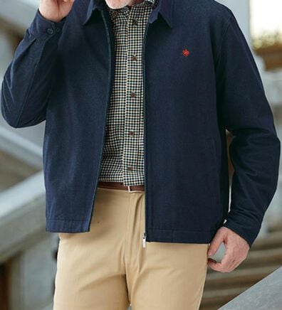 「＜ポロ・ビーシーエス＞着心地快適デニム調スイングトップ（メンズブルゾン）」