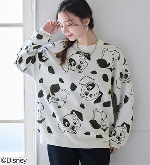 BELLUNA（ベルーナ）の「＜Ｄｉｓｎｅｙ＞【１０１匹ワンちゃん】総柄ジャカードゆったりセーター（ニット・セーター）」｜オフホワイト