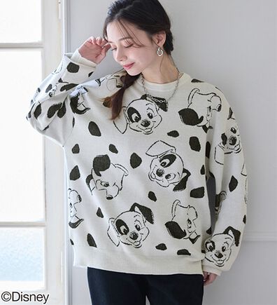 BELLUNA（ベルーナ）の「＜Ｄｉｓｎｅｙ＞【１０１匹ワンちゃん】総柄ジャカードゆったりセーター（ニット・セーター）」