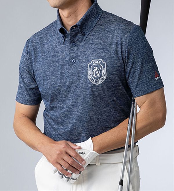 「＜コムルヴァン・オム・ゴルフ＞杢調ドライポロシャツ（メンズポロシャツ）」｜詳細画像