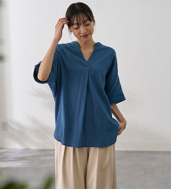 BELLUNA（ベルーナ）の「綿１００％楊柳素材ドルマンチュニック（チュニック）」｜詳細画像