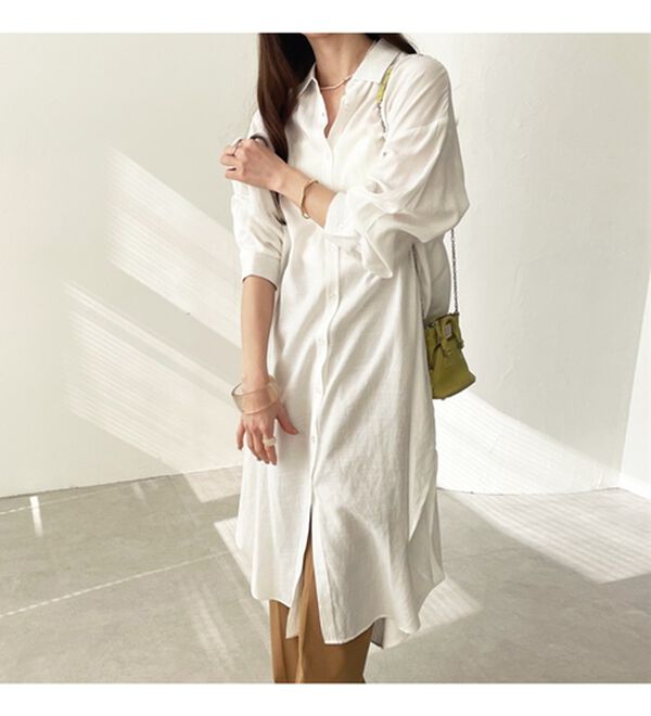 GeeRA（ジーラ）の「スリット入りロングシャツワンピース（シャツワンピース）」｜詳細画像