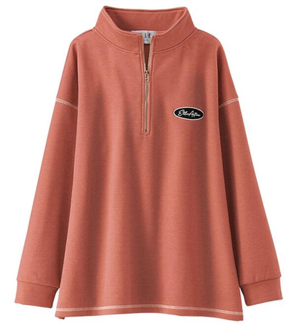 BELLUNA（ベルーナ）の「＜ＥＬＬＥ　Ａｃｔｉｖｅ＞ハーフジッププルオーバー（カットソー）」｜コーラルピンク