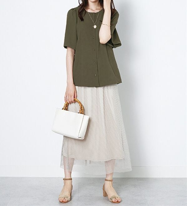 BELLUNA（ベルーナ）の「お手入れ楽々！ビンテージ素材ブラウス（ブラウス）」｜詳細画像