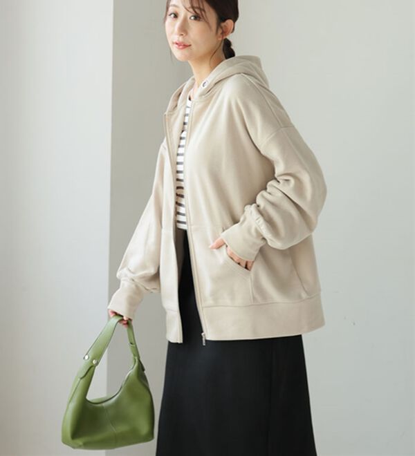 A HAPPY MARILYN（アハッピーマリリン）の「【Ｌ～８Ｌ】【ハピぽか裏起毛】ゆったりジップパーカー 毛玉になりにくい（パーカー）」｜詳細画像