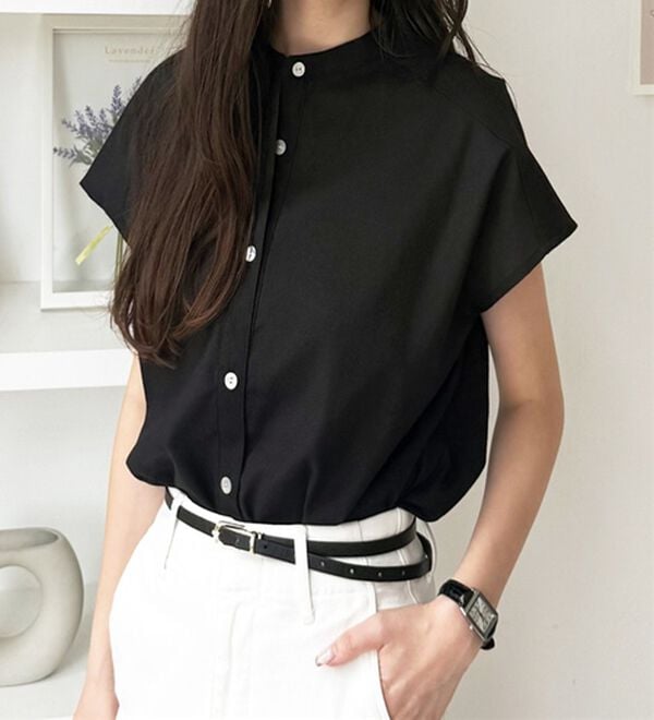 GeeRA（ジーラ）の「綿タッチフレンチスリーブブラウス（ブラウス）」｜詳細画像