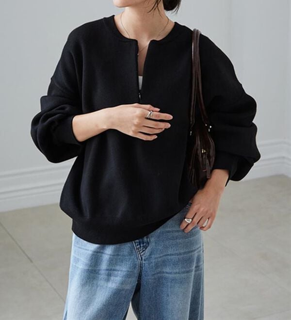 RANAN（ラナン）の「ハーフジップスウェットライクニット（ニット・セーター）」｜詳細画像