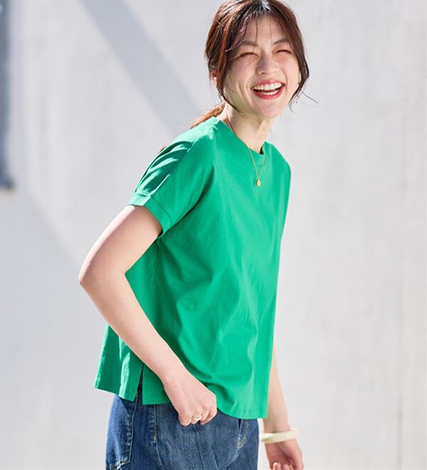 RANAN（ラナン）の「【選べる袖丈】＜BC＞綿100％プチハイネックＴシャツ（カットソー）」｜詳細画像