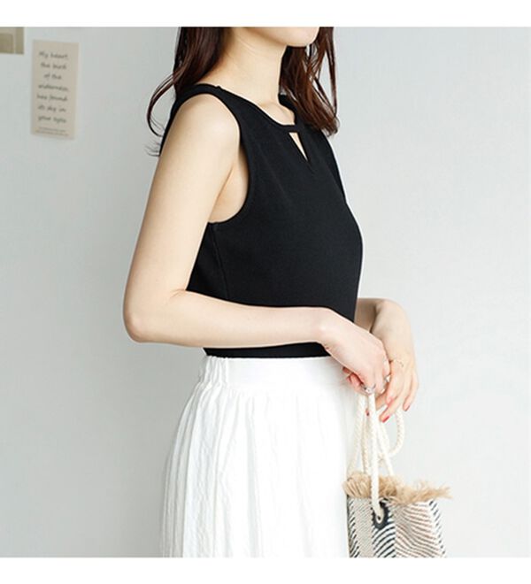 GeeRA（ジーラ）の「前後２ｗａｙスリットネックワッフルタンクトップ（タンクトップ・キャミソール）」｜詳細画像