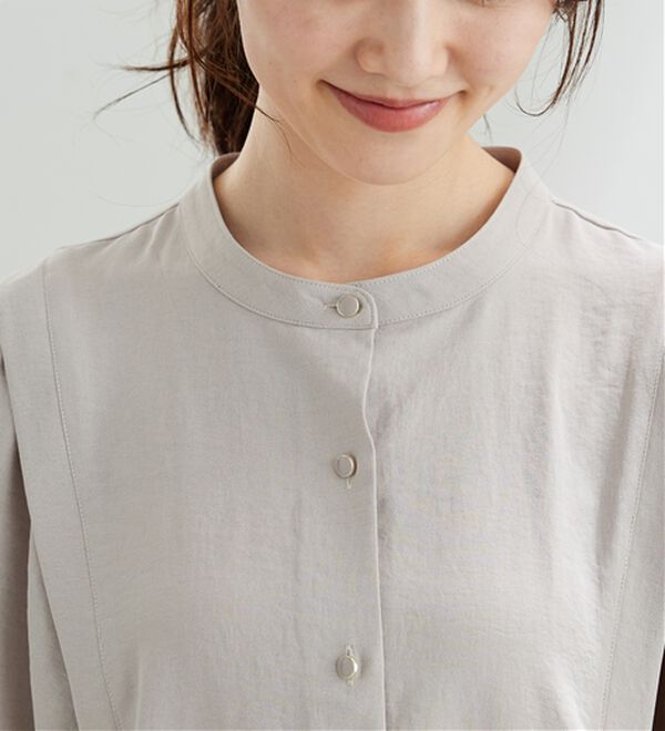 BELLUNA（ベルーナ）の「【快適Ｌａｂ．】お手入れ楽々ビンテージ調素材ブラウス（ブラウス）」｜詳細画像