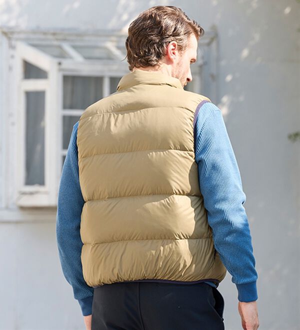 「＜ハッシュパピー＞軽くて暖か配色ダウンベスト（メンズベスト）」｜詳細画像