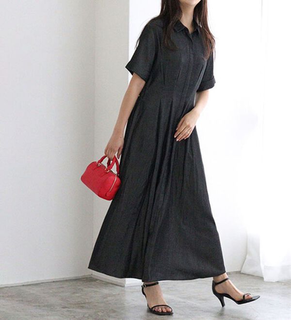 Pierrot（ピエロ）の「上品見えウエストタックシャツワンピース（カットソーワンピース）」｜詳細画像