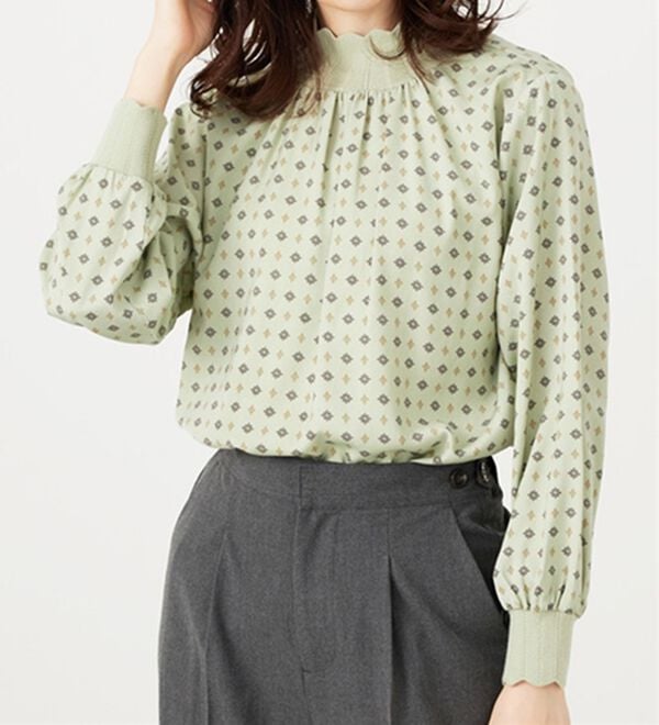 BELLUNA（ベルーナ）の「衿＆袖ニット使い美人顔ブラウス（ブラウス）」｜詳細画像