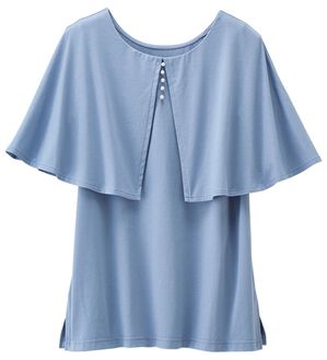 RANAN（ラナン）の「ひんやり！ケープ風デザインカットソーブラウス（カットソー）」｜ブルーグレー