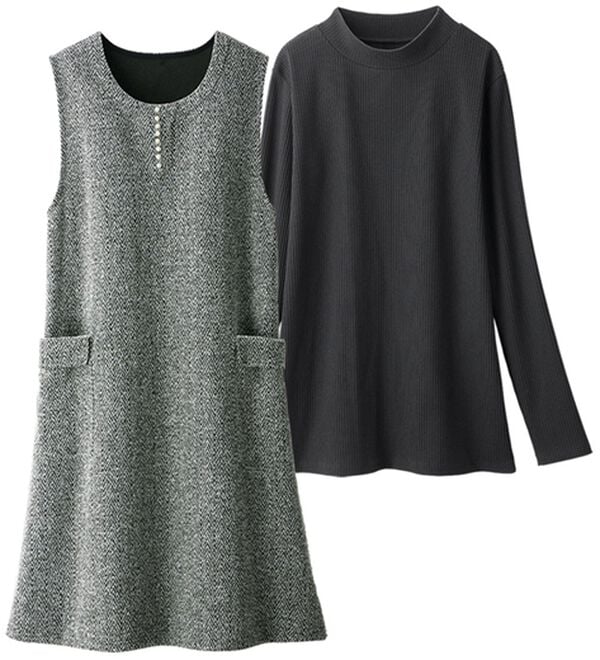 ルフラン（ルフラン）の「ツイード調ジャンパードレス＆トップスセット（ジャンパースカート）」｜詳細画像