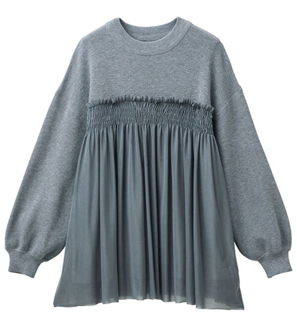 RANAN（ラナン）の「洗える！ビスチェ風チュールドッキングニット＜ムースタッチライト＞（ニット・セーター）」｜詳細画像