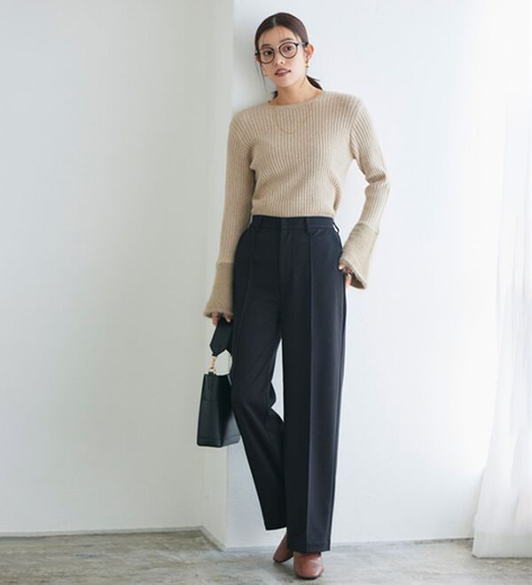 Pierrot（ピエロ）の「カシミヤタッチセミルーズストレートパンツ（フルレングスパンツ）」｜詳細画像