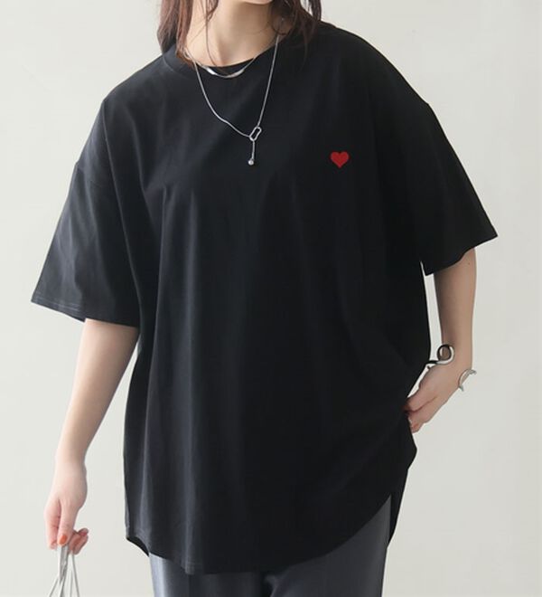 A HAPPY MARILYN（アハッピーマリリン）の「【Ｌ～９Ｌ】選べる４デザイン♪綿１００％ロングＴシャツ（Tシャツ）」｜ブラック／Aタイプ