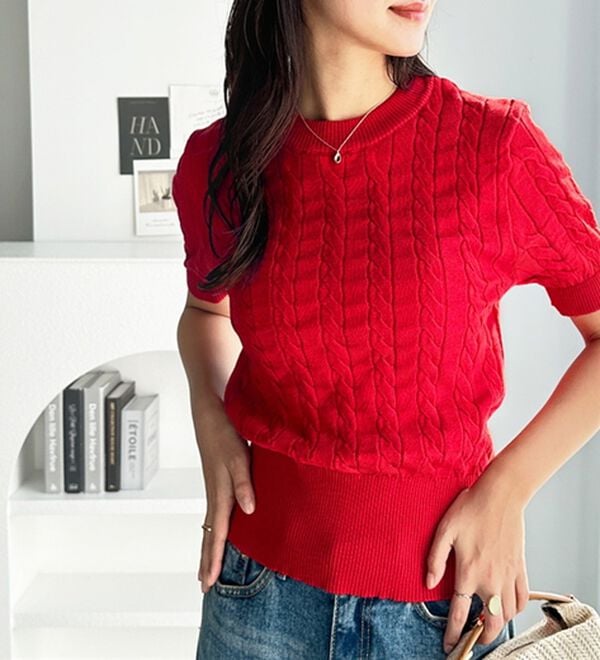 GeeRA（ジーラ）の「ケーブル編みニットトップス（ニット・セーター）」｜詳細画像