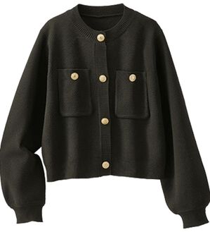 BELLUNA（ベルーナ）の「金ボタンジャケット風ニットカーディガン（ニットカーディガン）」｜黒