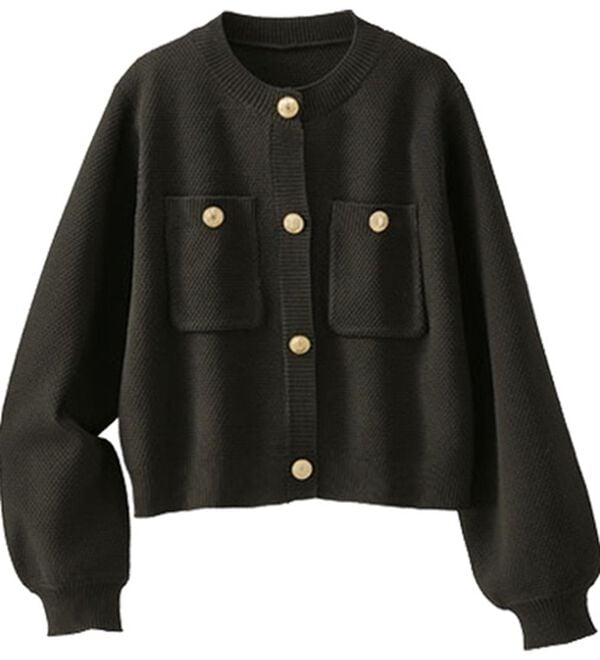 BELLUNA（ベルーナ）の「金ボタンジャケット風ニットカーディガン（ニットカーディガン）」｜黒