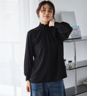 RANAN（ラナン）の「スカラップリブニット使いブラウス（ブラウス）」｜ブラック