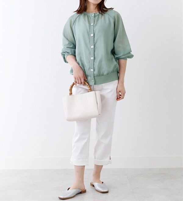 BELLUNA（ベルーナ）の「シアー素材リブ切替カーディガン（ニットカーディガン）」｜詳細画像