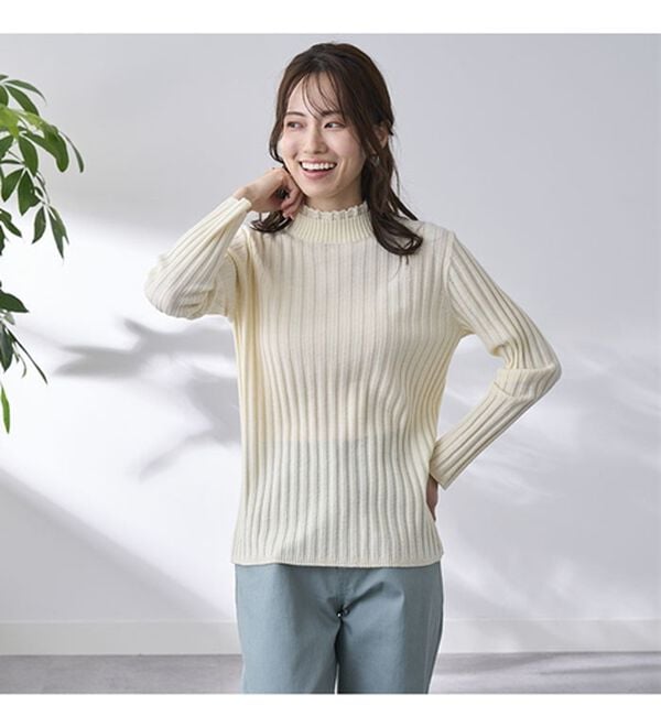 BELLUNA（ベルーナ）の「ウール入りウォッシャブルセーター（ニット・セーター）」｜詳細画像