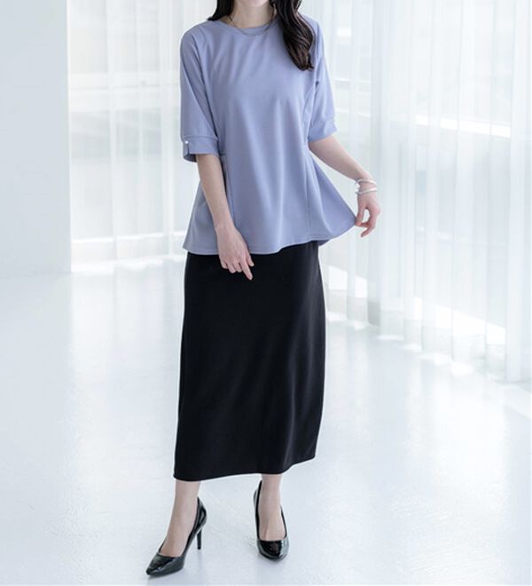 BELLUNA（ベルーナ）の「ジョーゼット素材タック使いＴブラウス（ブラウス）」｜詳細画像