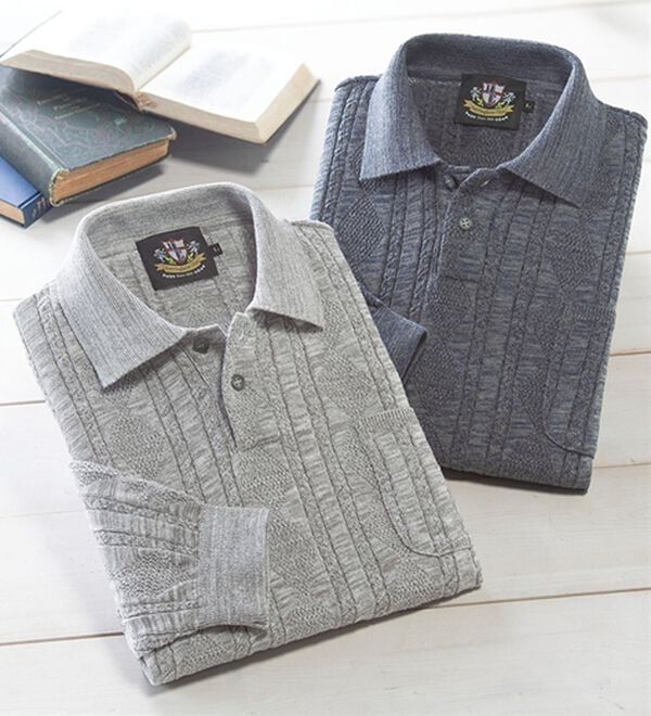 「＜ヘリンボーンクラブ＞日本製ダイヤ柄ニットポロシャツ（メンズポロシャツ）」｜詳細画像