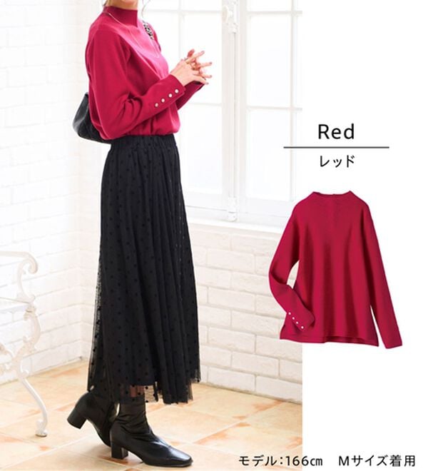 BELLUNA（ベルーナ）の「もちもち袖ボタンニットプルオーバー（ニット・セーター）」｜詳細画像