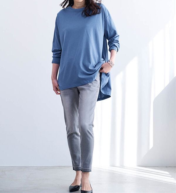 RANAN（ラナン）の「＜ＢＣ＞綿１００％ひんやりフレアーシルエットチュニック（カットソー）」｜詳細画像