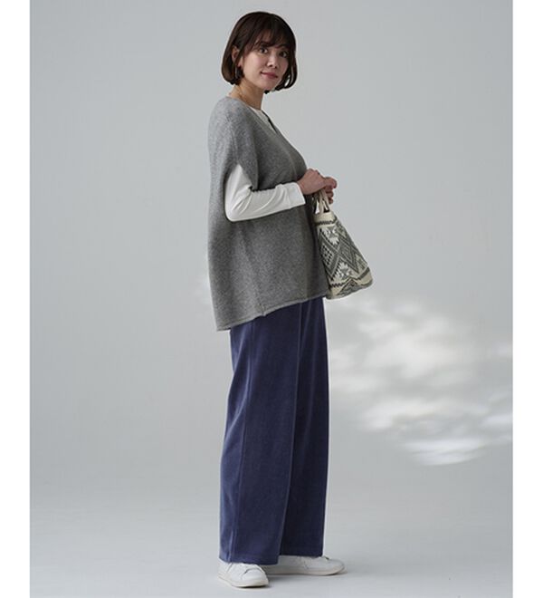 BELLUNA（ベルーナ）の「綺麗見えベロアワイドパンツ（フルレングスパンツ）」｜詳細画像