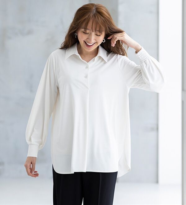 BELLUNA（ベルーナ）の「楽もきれいも譲れない！バックリボンカットソーブラウス（ブラウス）」｜詳細画像