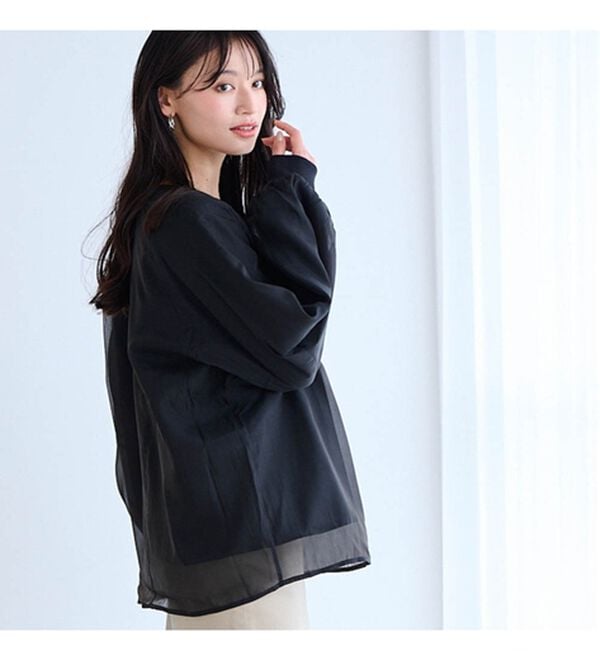 RANAN（ラナン）の「裏起毛シアー素材レイヤードスウェット（カットソー）」｜詳細画像